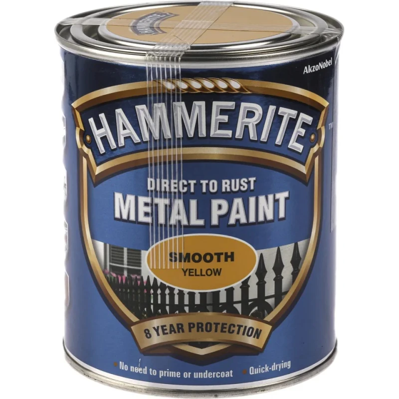 Hammerite Direct to Rust Paint Smooth Finish Yellow Tin 750 ml 5092874