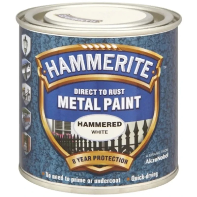 Hammerite Direct to Rust Paint in Hammered White, Tin Package, 750 ml 5092971
