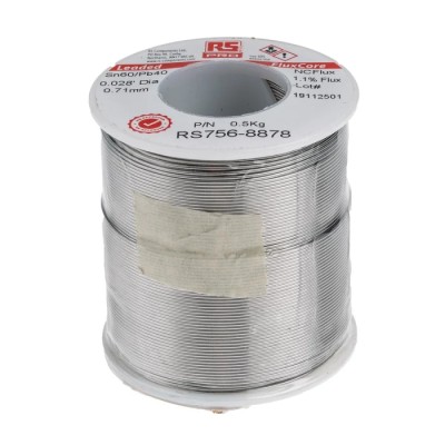 RS PRO 0.7 mm Lead Solder Wire 60/40 Tin/Lead, 183°C Melting Point 756-8878