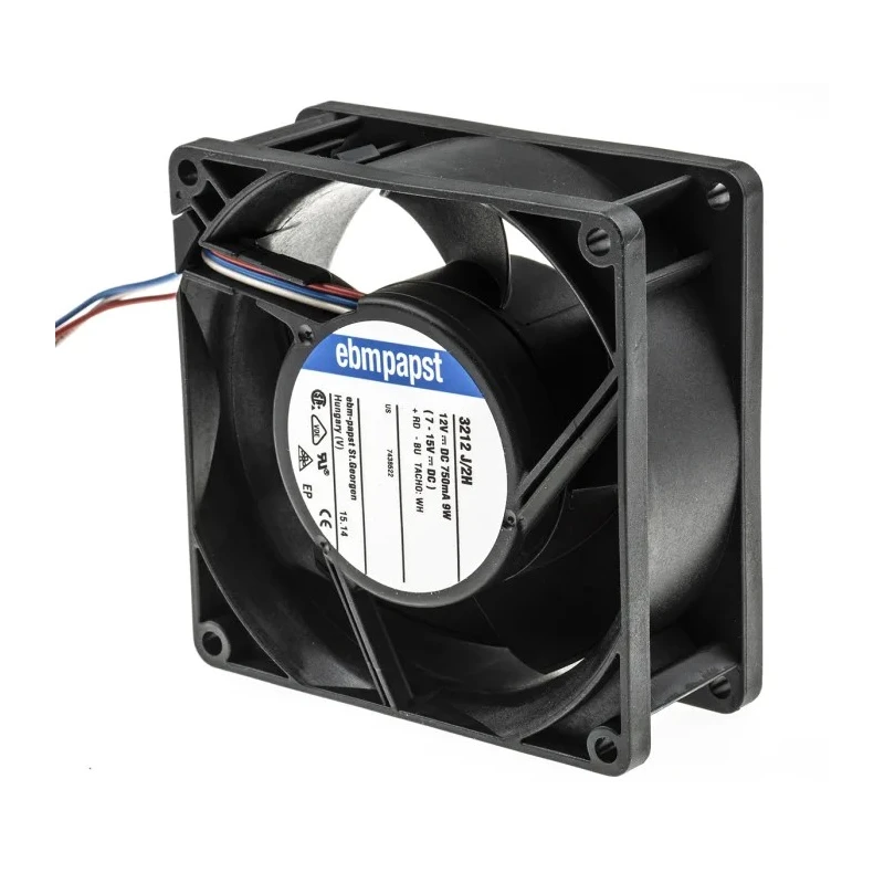 ebm-papst 3200 J - S-Force Series DC Axial Fan 12V DC, 9 W, 146 m³/h Airflow, 6800 RPM, IP20 92 mm IP20