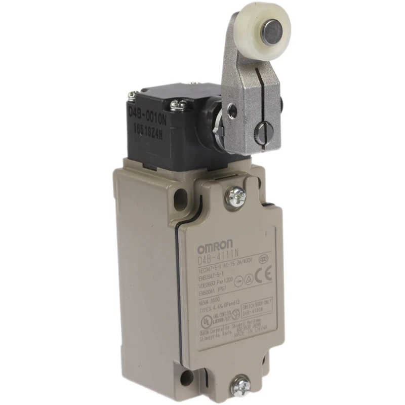 Omron D4B-N Series Roller Lever Interlock Switch, 1 NO/1 NC Contact Configuration, IP67 Metal Housing, 4A Switching Current, 