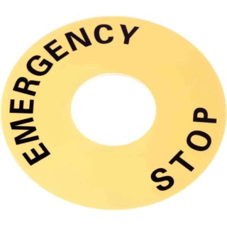Omron Push Button Legend Plate for Use with A22E E-Stop, Yellow, 60mm Diameter A22Z-3466-1