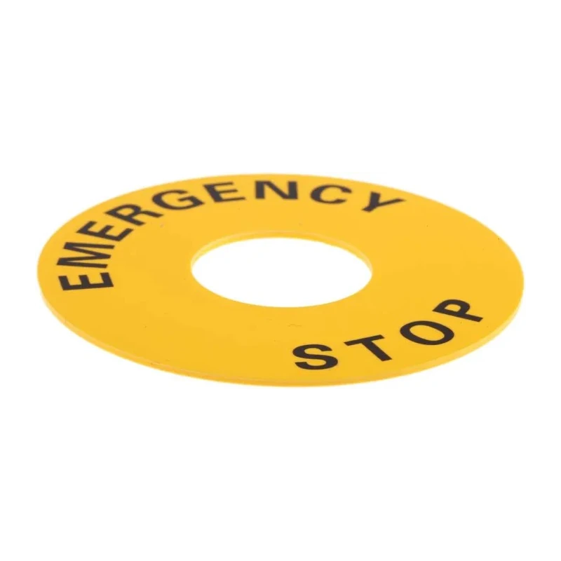 Omron Push Button Legend Plate for Use with A22E E-Stop, Yellow, 60mm Diameter A22Z-3466-1