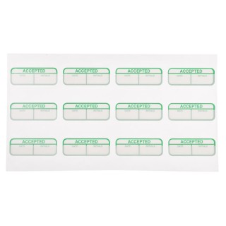 RS PRO Adhesive Pre-Printed Green Label ACCEPTED 40mm x 15mm 120 Per Pack 758-7920