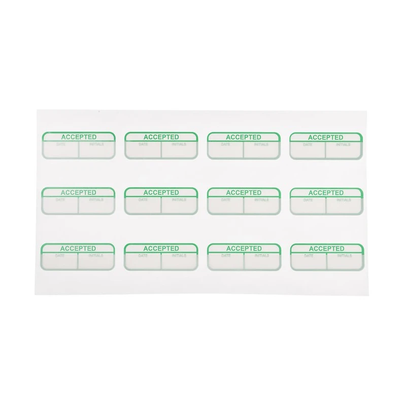 RS PRO Adhesive Pre-Printed Green Label ACCEPTED 40mm x 15mm 120 Per Pack 758-7920