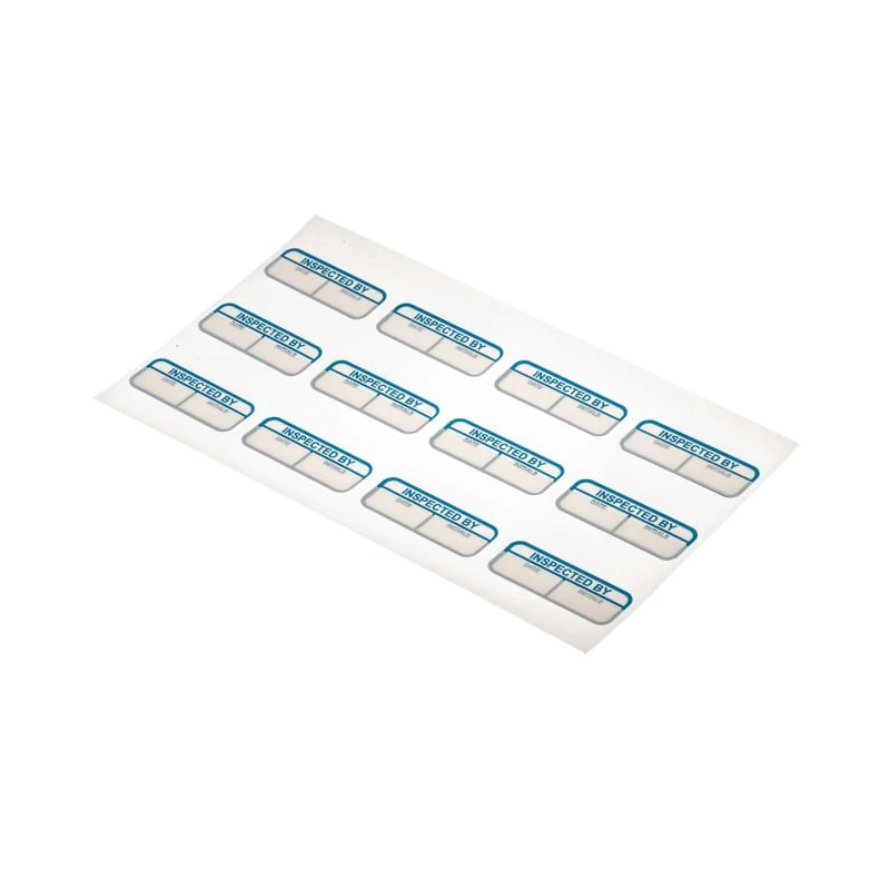 RS PRO Adhesive Pre-Printed Label Inspected By Blue Text on White Background 40mm x 15mm 120 Per Pack 758-7933