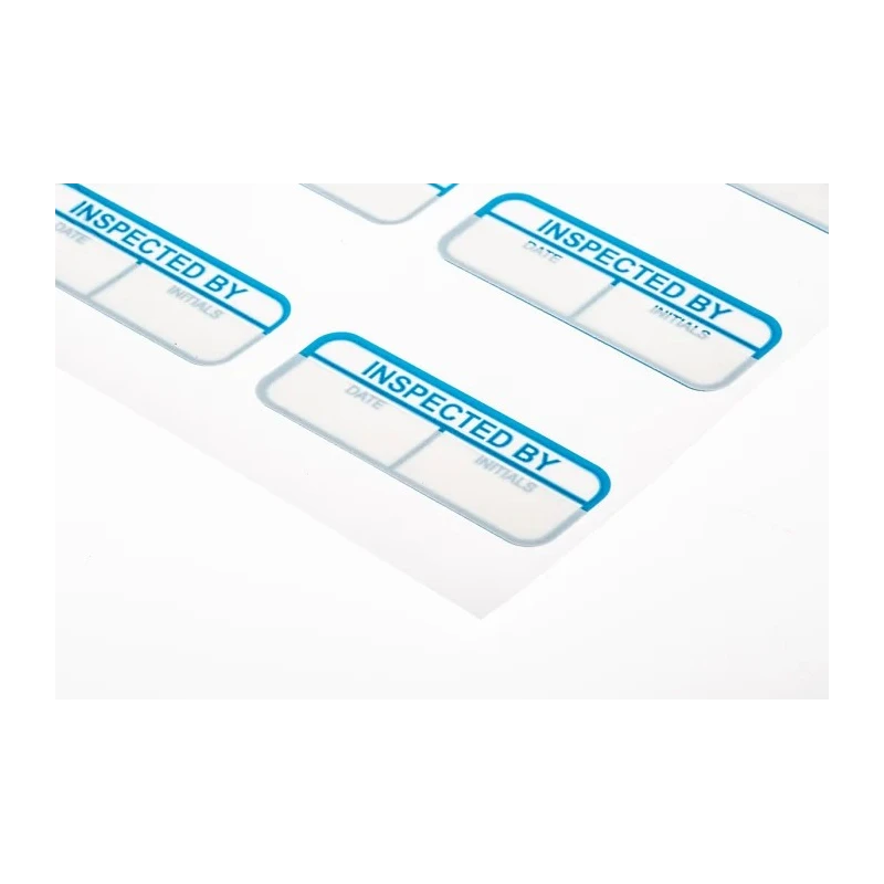 RS PRO Adhesive Pre-Printed Label Inspected By Blue Text on White Background 40mm x 15mm 120 Per Pack 758-7933