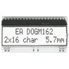 Display Visions LCD Monochrome Alphanumeric LED LCD Display Module, 2 x 16 Characters, White on Black, EA DOGM162W-A