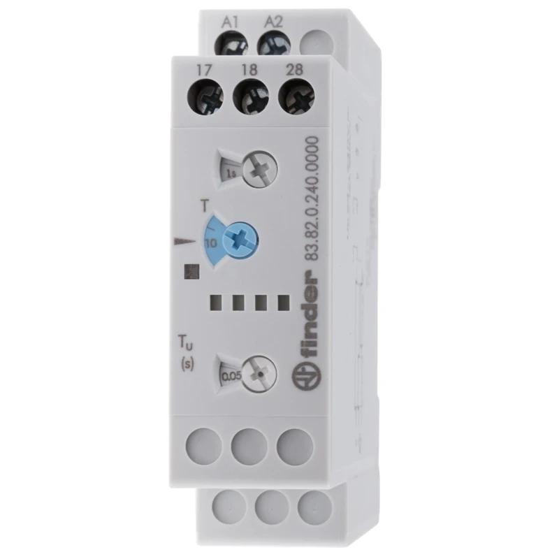 Finder 83 Series DIN Rail Timer Relay, 2-Contact, 24 V dc 24V ac, 240 V ac, 0.05-10 min, 0.05-10 s, 0.05-10 83.82.0.240.0000
