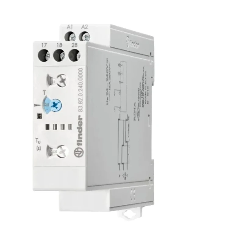 Finder 83 Series DIN Rail Timer Relay, 2-Contact, 24 V dc 24V ac, 240 V ac, 0.05-10 min, 0.05-10 s, 0.05-10 83.82.0.240.0000