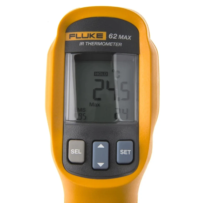 Fluke Infrared Thermometer, -30 °C to +500 °C, ±1.5 °C Accuracy, Adjustable Emissivity, 10:1 D:S Ratio, Battery FLUKE-62 MAX
