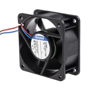 ebm-papst 600 N Series DC Axial Fan 12V DC, 21 m³/h Air Flow, 600 mW Power, 2500 rpm, IP20, Sleeve Bearing 