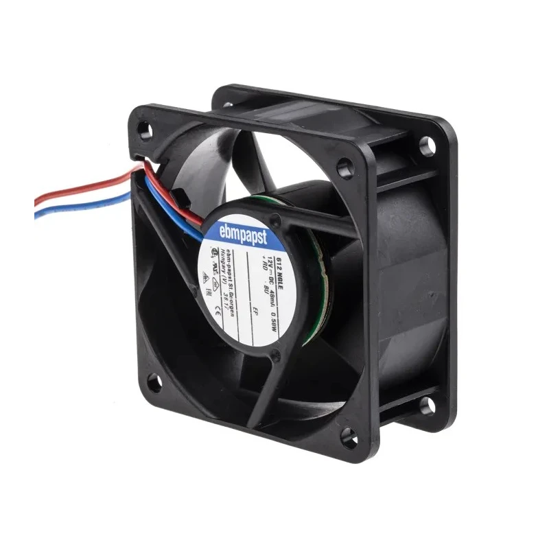 ebm-papst 600 N Series DC Axial Fan 12V DC, 21 m³/h Air Flow, 600 mW Power, 2500 rpm, IP20, Sleeve Bearing 