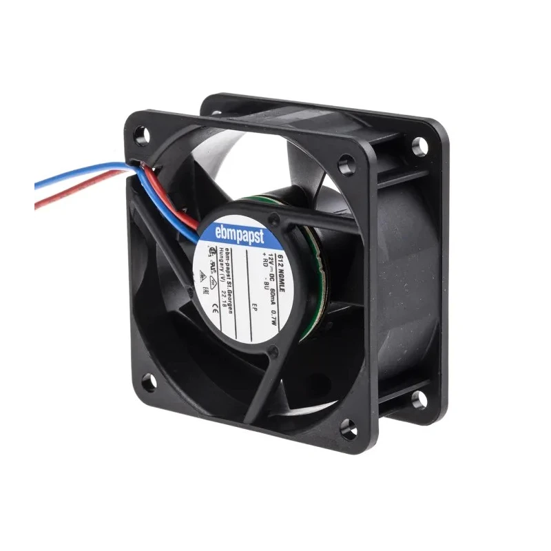 ebm-papst 600 N Series Sleeve Bearing DC Axial Fan 12V dc 700mW 25 m³/h IP68 60 mm 
