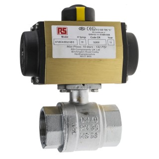 RS PRO Ball Type Pneumatic Actuated Valve, Threaded BSP Female 1 to 1/2 in, 40 bar Maximum Operating Pressure 760-5586