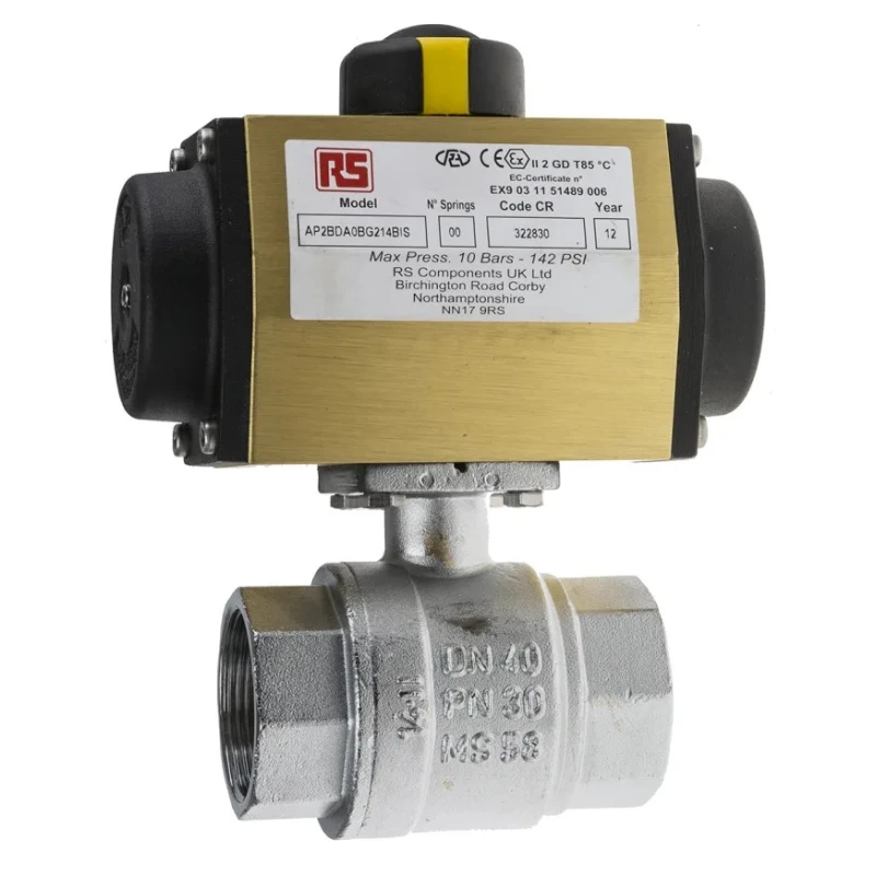 RS PRO Ball Type Pneumatic Actuated Valve, Threaded BSP Female 1 to 1/2 in, 40 bar Maximum Operating Pressure 760-5586