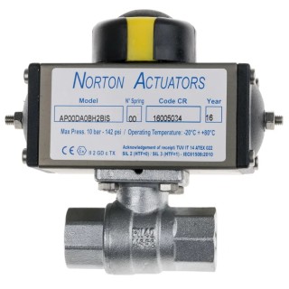 RS PRO Ball type Pneumatic Actuated Valve, 40 bar, BSP, Female Threaded 1/4 in, Hot Pressed Brass, UK Origin 760-5564