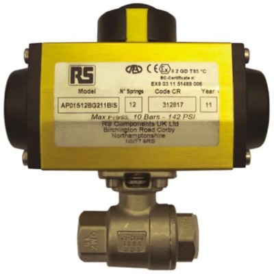 RS PRO Ball Type Pneumatic Actuated Valve 2 in BSP Female Threaded Connections 1000 psi 760-5674