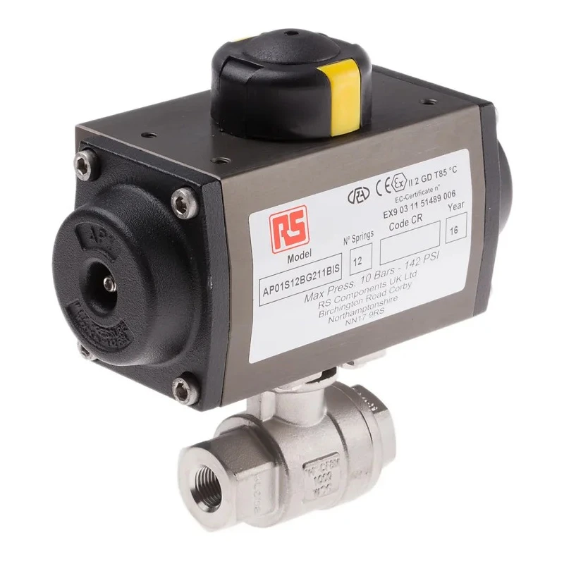 RS PRO Ball Type Pneumatic Actuated Valve 1000 psi BSP Female Threaded 1/4 in 760-5643