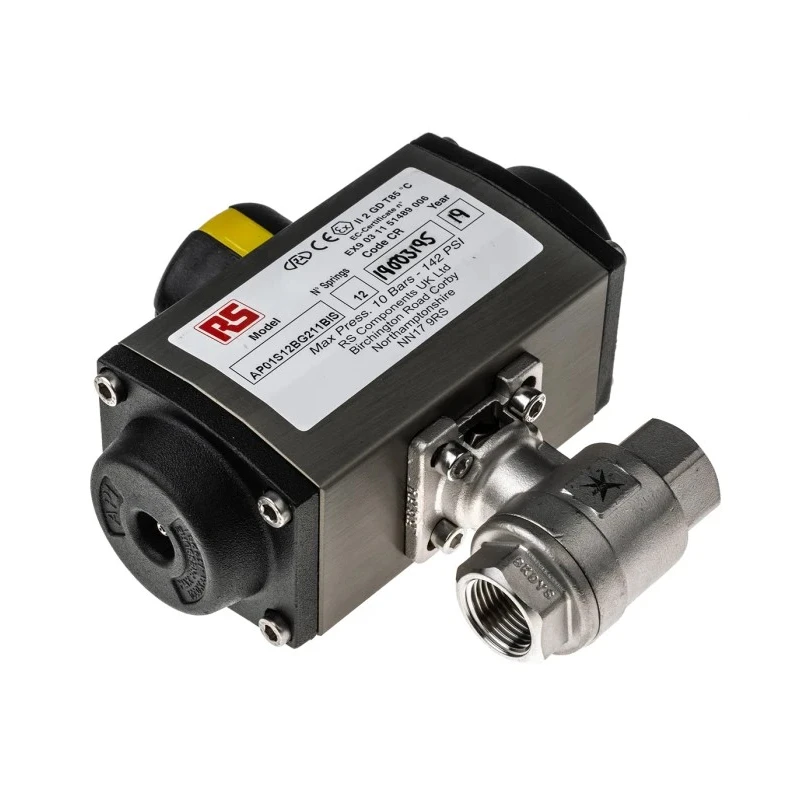 RS PRO Ball Type Pneumatic Actuated Valve, BSP Female Threaded 1/2 in, 142 psi Maximum Pressure 316 Stainless Steel 760-5655