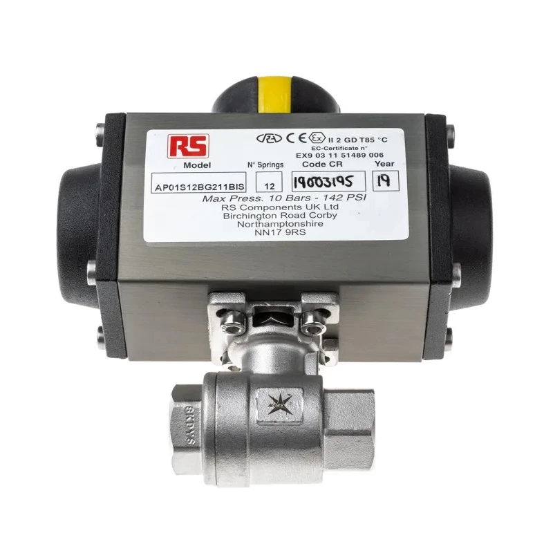 RS PRO Ball Type Pneumatic Actuated Valve, BSP Female Threaded 1/2 in, 142 psi Maximum Pressure 316 Stainless Steel 760-5655