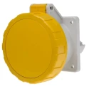 Scame Panel Mount Industrial Socket 32A Current Rating 130V Voltage IP67 Yellow Plastic Optima Series 2P+PE Mount IP67
