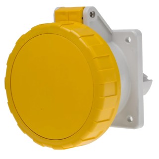 Scame Panel Mount Industrial Socket 32A Current Rating 130V Voltage IP67 Yellow Plastic Optima Series 2P+PE Mount IP67