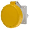 Scame Panel Mount Industrial Socket 32A Current Rating 130V Voltage IP67 Yellow Plastic Optima Series 2P+PE Mount IP67