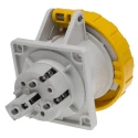 Scame Panel Mount Industrial Socket 32A Current Rating 130V Voltage IP67 Yellow Plastic Optima Series 2P+PE Mount IP67