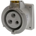 Scame Panel Mount Industrial Socket 32A Current Rating 130V Voltage IP67 Yellow Plastic Optima Series 2P+PE Mount IP67