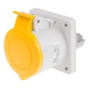 Scame Industrial Socket, Panel Mount, 32A, 130V, IP44 Yellow, 2P+PE, Optima Series, Model IP44