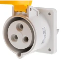 Scame Industrial Socket, Panel Mount, 32A, 130V, IP44 Yellow, 2P+PE, Optima Series, Model IP44