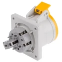 Scame Industrial Socket, Panel Mount, 32A, 130V, IP44 Yellow, 2P+PE, Optima Series, Model IP44