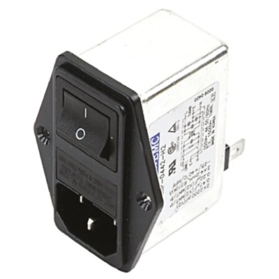 Deltron 250 V ac, 250 V dc 6A Panel Mount IEC Filter Male 2 Pole Tab RIP0642H2