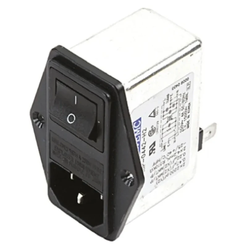 Deltron 250 V ac, 250 V dc 6A Panel Mount IEC Filter Male 2 Pole Tab RIP0642H2