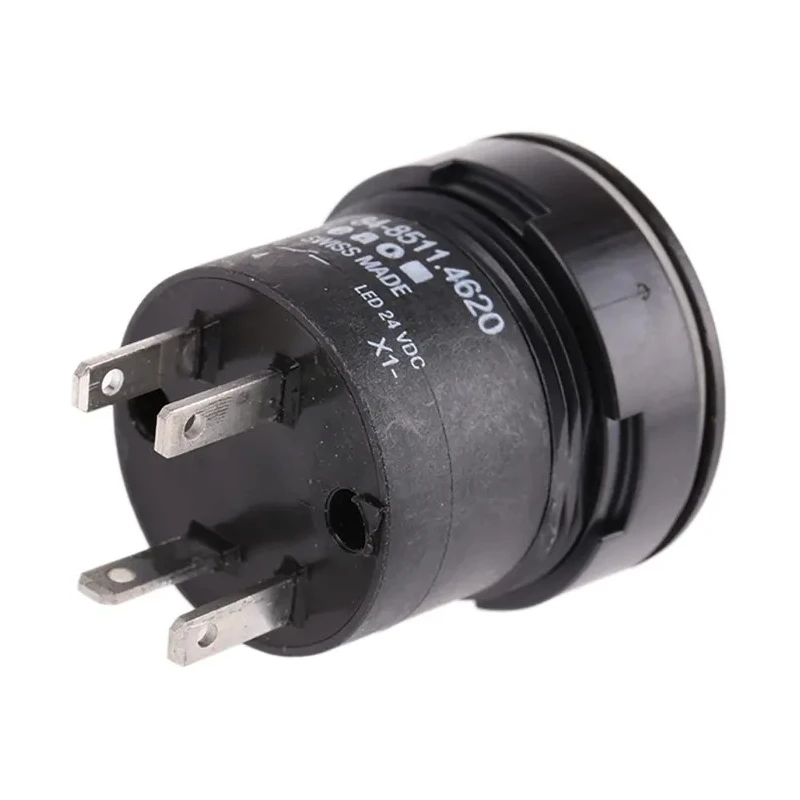 EAO 84 Series Illuminated Momentary Push Button Switch, Panel Mount, 22.5 mm Cutout, SPST, Yellow LED, IP67 K84-603.4609