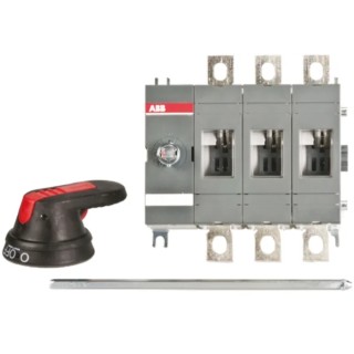 ABB 3-Pole Base Isolator Switch 200A, 144kW, IP65, Black Handle OT160EV12P 1SCA120529R1001