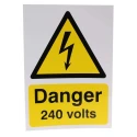 RS PRO Electrical Hazard Warning Sign Vinyl 210mm x 148mm Danger 240 Volts English 763-1544