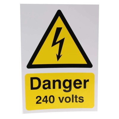 RS PRO Electrical Hazard Warning Sign Vinyl 210mm x 148mm Danger 240 Volts English 763-1544