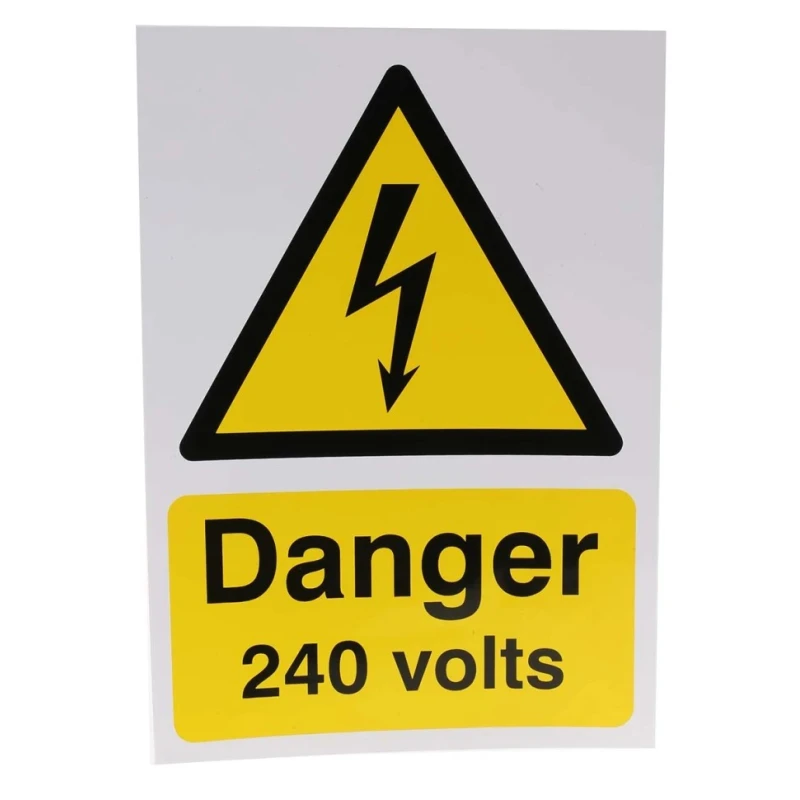 RS PRO Electrical Hazard Warning Sign Vinyl 210mm x 148mm Danger 240 Volts English 763-1544