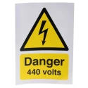 RS PRO Self-Adhesive Vinyl Hazard Warning Label Danger 440 Volts English French 763-1566