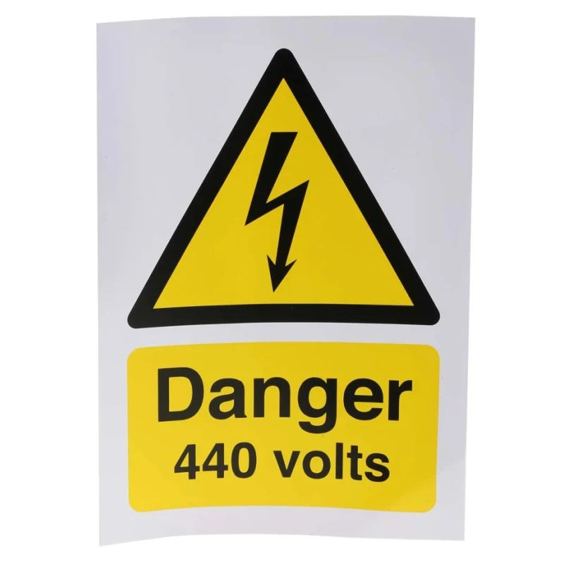 RS PRO Self-Adhesive Vinyl Hazard Warning Label Danger 440 Volts English French 763-1566
