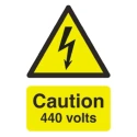 RS PRO Self-Adhesive Vinyl Hazard Warning Label Danger 440 Volts English French 763-1566