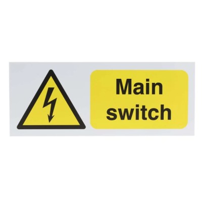RS PRO Hazard Warning Sign Electrical Hazard Yellow Black Polypropylene 250mm x 100mm 763-1636