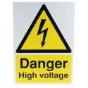RS PRO Hazard Warning Sign Danger High Voltage Polypropylene Rigid Plastic 420mm x 297mm 763-1752