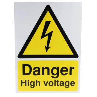 RS PRO Hazard Warning Sign Danger High Voltage Polypropylene Rigid Plastic 420mm x 297mm 763-1752