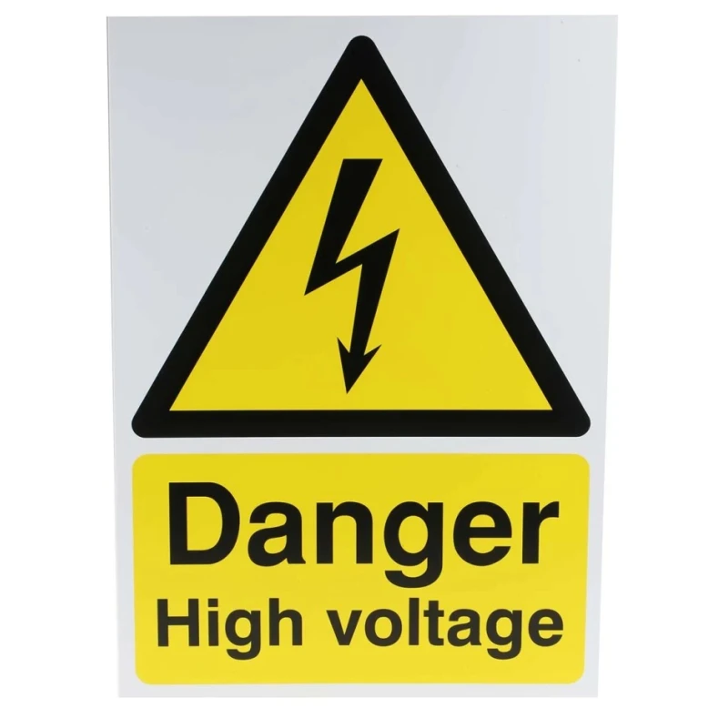 RS PRO Hazard Warning Sign Danger High Voltage Polypropylene Rigid Plastic 420mm x 297mm 763-1752