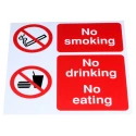 RS PRO Polypropylene No Smoking - No Drinking - No Eating Prohibition Sign 300mm x 300mm 763-1724