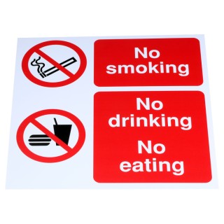 RS PRO Polypropylene No Smoking - No Drinking - No Eating Prohibition Sign 300mm x 300mm 763-1724