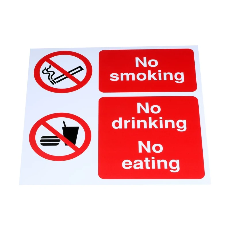 RS PRO Polypropylene No Smoking - No Drinking - No Eating Prohibition Sign 300mm x 300mm 763-1724